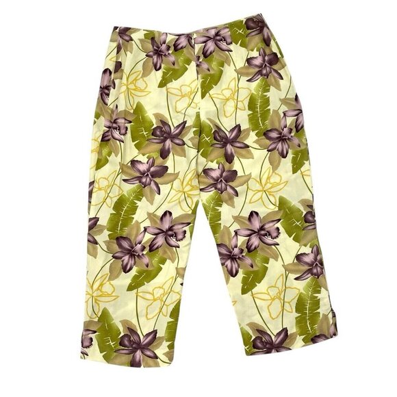 NWT Tommy Bahama Silk Linen Blend Hawaiian Tropical Cropped Pants size 8 - Picture 3 of 6